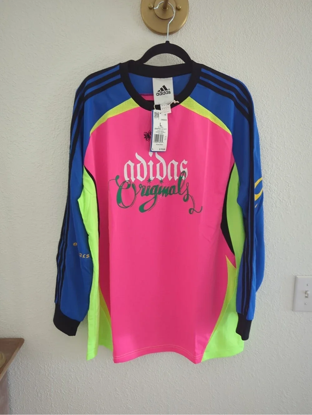 adidas Originals Men's Spider Goalkeeper Solar Yellow Long Sleeve Top Sz Large